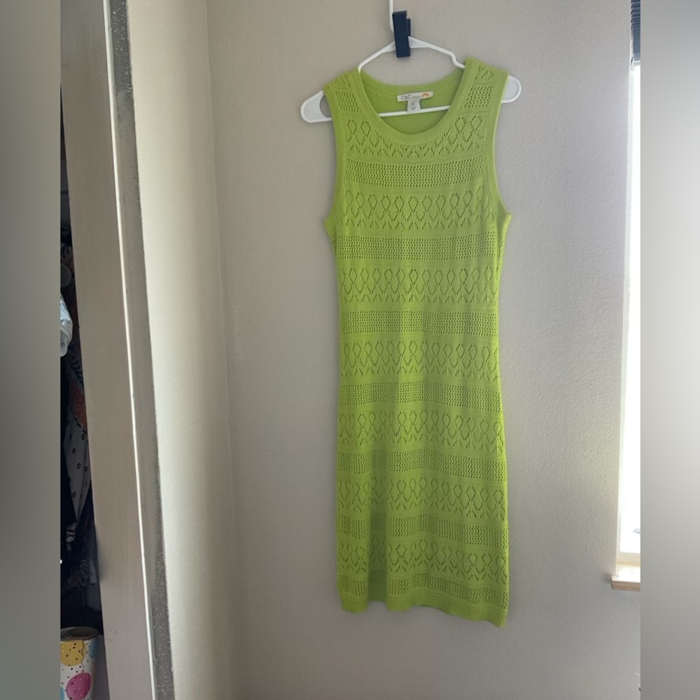 Lime Green Sleeveless Knit Dress